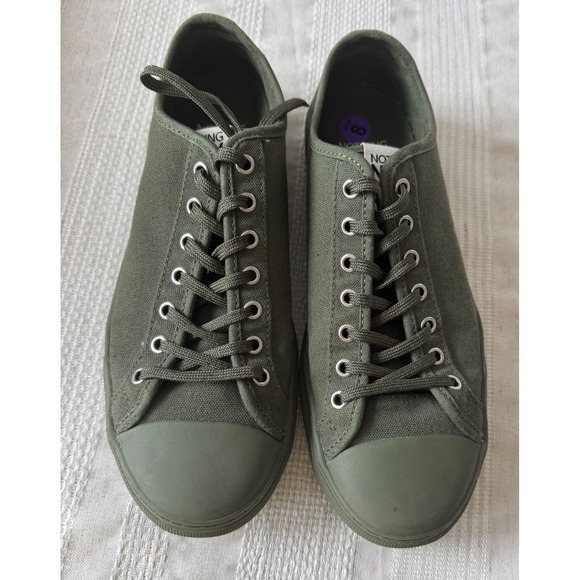 NOTHING NEW on THURSDAY Olive Green Canvas Sneakers, Lace Up Shoes, Size 8W - Picture 1 of 14